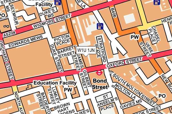 W1U 1JN map - OS OpenMap – Local (Ordnance Survey)