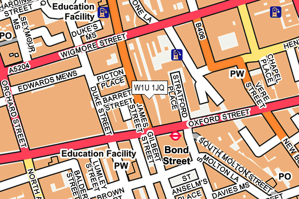 W1U 1JQ map - OS OpenMap – Local (Ordnance Survey)