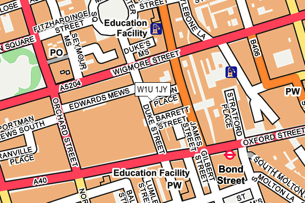 W1U 1JY map - OS OpenMap – Local (Ordnance Survey)