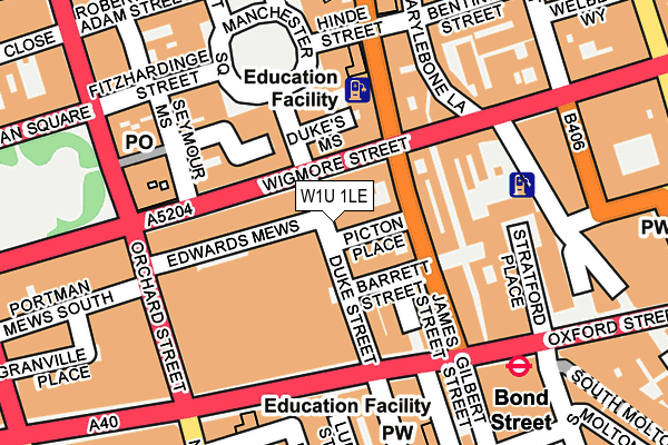 W1U 1LE map - OS OpenMap – Local (Ordnance Survey)