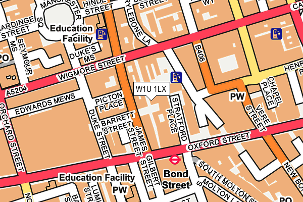 W1U 1LX map - OS OpenMap – Local (Ordnance Survey)