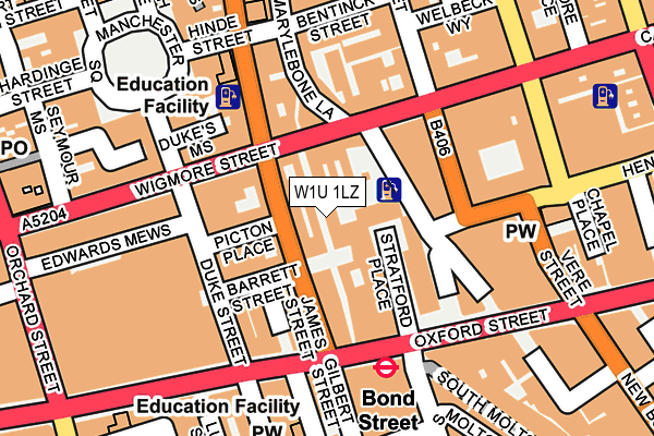 W1U 1LZ map - OS OpenMap – Local (Ordnance Survey)