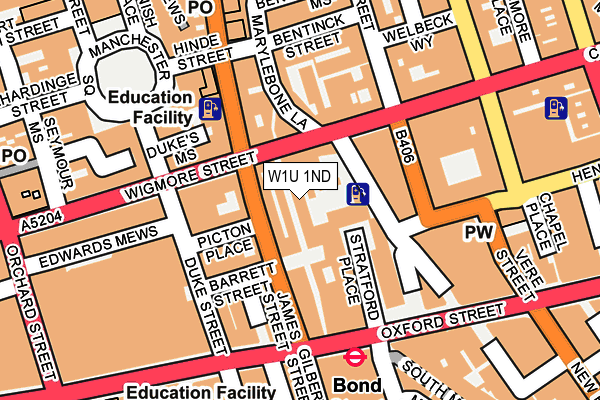 W1U 1ND map - OS OpenMap – Local (Ordnance Survey)