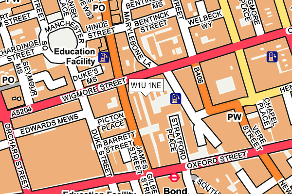 W1U 1NE map - OS OpenMap – Local (Ordnance Survey)