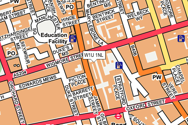 W1U 1NL map - OS OpenMap – Local (Ordnance Survey)