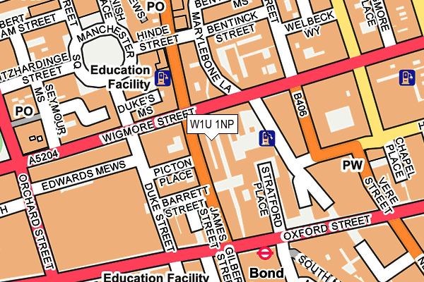 W1U 1NP map - OS OpenMap – Local (Ordnance Survey)