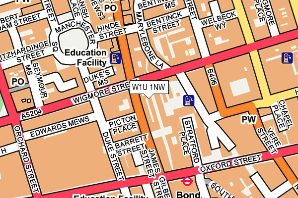 W1U 1NW map - OS OpenMap – Local (Ordnance Survey)
