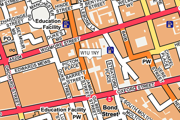 W1U 1NY map - OS OpenMap – Local (Ordnance Survey)
