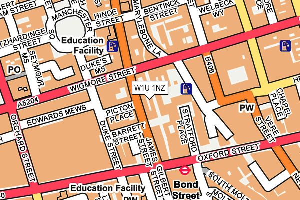 W1U 1NZ map - OS OpenMap – Local (Ordnance Survey)