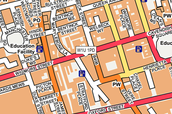 W1U 1PD map - OS OpenMap – Local (Ordnance Survey)