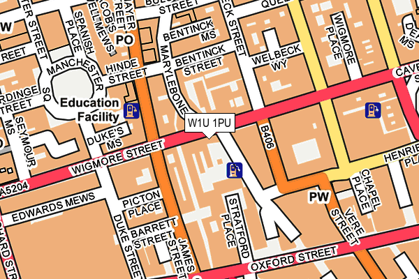 W1U 1PU map - OS OpenMap – Local (Ordnance Survey)
