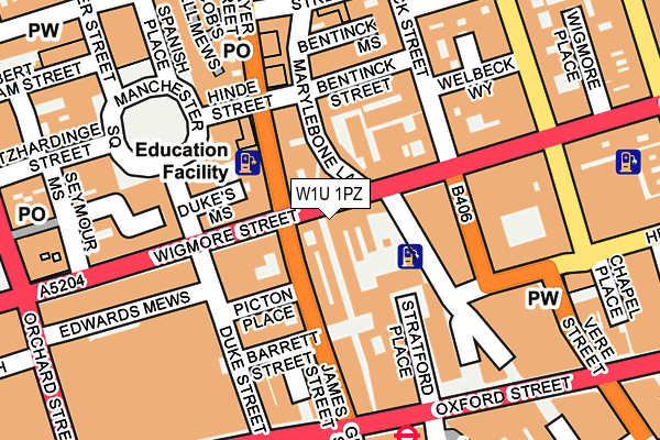 W1U 1PZ map - OS OpenMap – Local (Ordnance Survey)