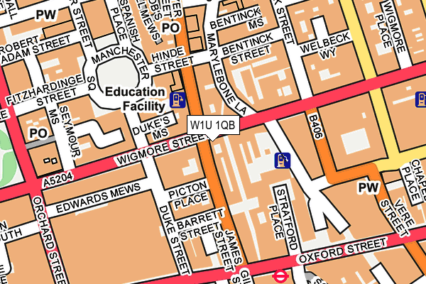 W1U 1QB map - OS OpenMap – Local (Ordnance Survey)