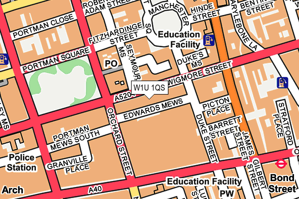 W1U 1QS map - OS OpenMap – Local (Ordnance Survey)