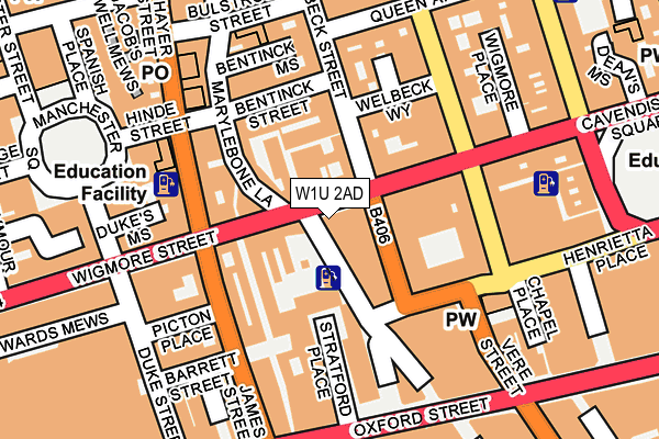 W1U 2AD map - OS OpenMap – Local (Ordnance Survey)