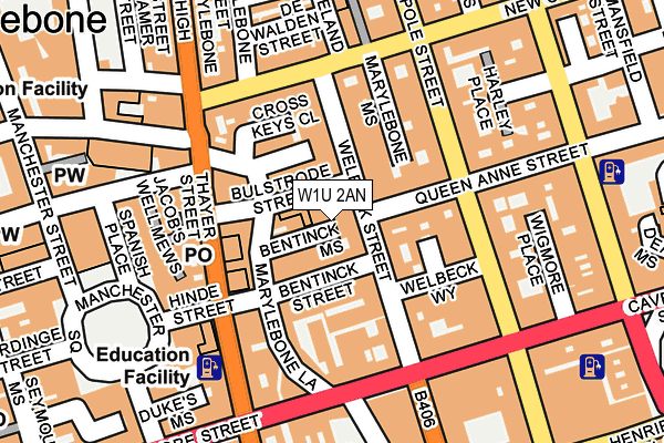 W1U 2AN map - OS OpenMap – Local (Ordnance Survey)