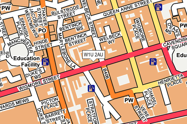 W1U 2AU map - OS OpenMap – Local (Ordnance Survey)