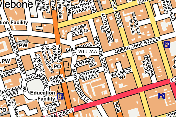 W1U 2AW map - OS OpenMap – Local (Ordnance Survey)