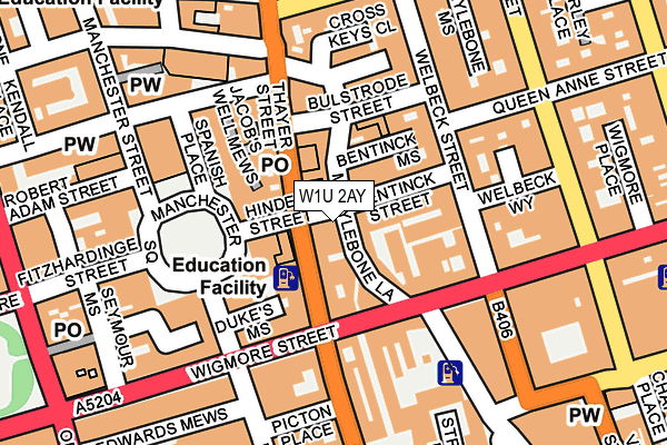 W1U 2AY map - OS OpenMap – Local (Ordnance Survey)