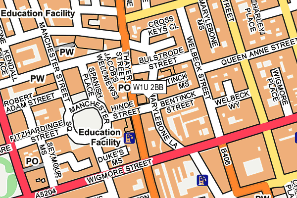 W1U 2BB map - OS OpenMap – Local (Ordnance Survey)