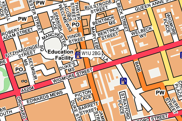 W1U 2BG map - OS OpenMap – Local (Ordnance Survey)