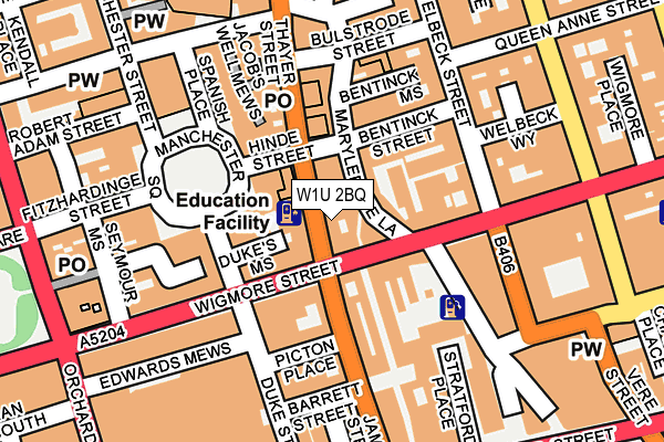 W1U 2BQ map - OS OpenMap – Local (Ordnance Survey)