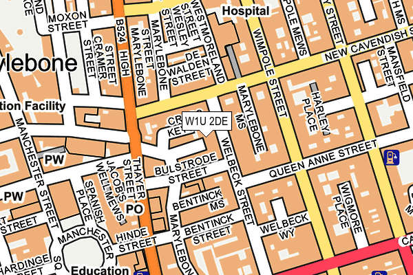 W1U 2DE map - OS OpenMap – Local (Ordnance Survey)