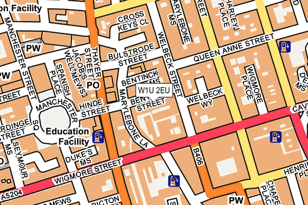W1U 2EU map - OS OpenMap – Local (Ordnance Survey)