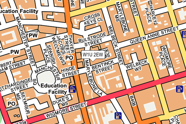 W1U 2EW map - OS OpenMap – Local (Ordnance Survey)