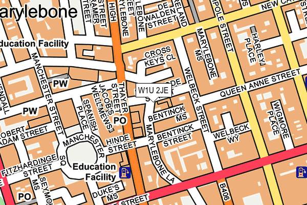 W1U 2JE map - OS OpenMap – Local (Ordnance Survey)