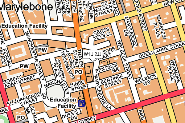 W1U 2JJ map - OS OpenMap – Local (Ordnance Survey)