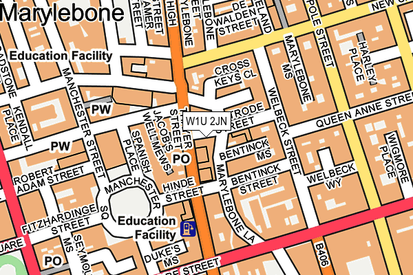 W1U 2JN map - OS OpenMap – Local (Ordnance Survey)