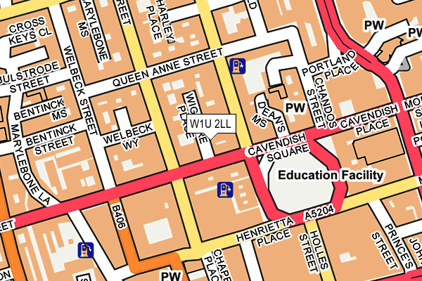 W1U 2LL map - OS OpenMap – Local (Ordnance Survey)