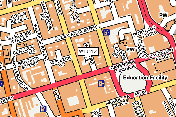 W1U 2LZ map - OS OpenMap – Local (Ordnance Survey)