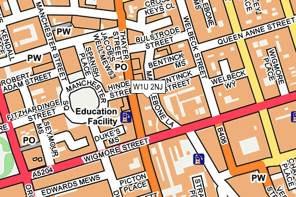 W1U 2NJ map - OS OpenMap – Local (Ordnance Survey)