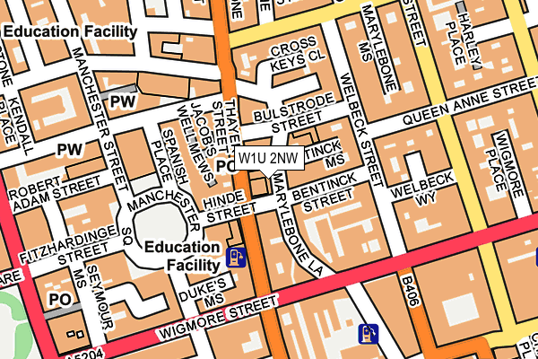 W1U 2NW map - OS OpenMap – Local (Ordnance Survey)