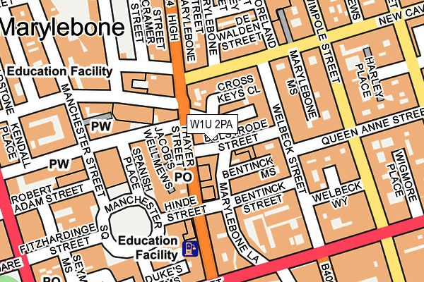 W1U 2PA map - OS OpenMap – Local (Ordnance Survey)
