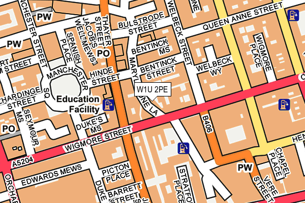 W1U 2PE map - OS OpenMap – Local (Ordnance Survey)