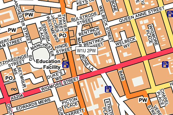 W1U 2PW map - OS OpenMap – Local (Ordnance Survey)