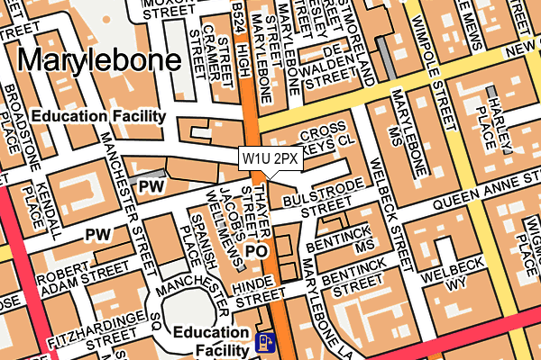 W1U 2PX map - OS OpenMap – Local (Ordnance Survey)