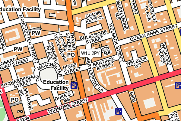 W1U 2PY map - OS OpenMap – Local (Ordnance Survey)