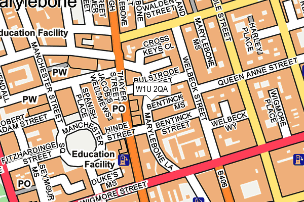 W1U 2QA map - OS OpenMap – Local (Ordnance Survey)