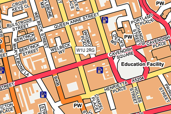 W1U 2RG map - OS OpenMap – Local (Ordnance Survey)