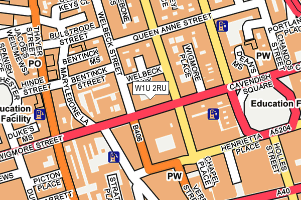 W1U 2RU map - OS OpenMap – Local (Ordnance Survey)