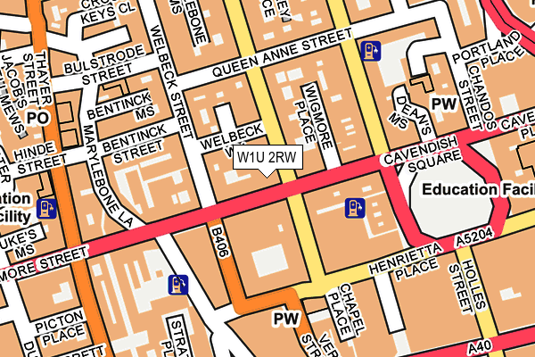 W1U 2RW map - OS OpenMap – Local (Ordnance Survey)