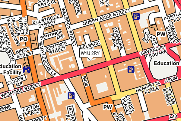 W1U 2RY map - OS OpenMap – Local (Ordnance Survey)