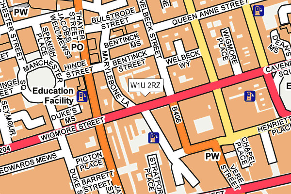 W1U 2RZ map - OS OpenMap – Local (Ordnance Survey)