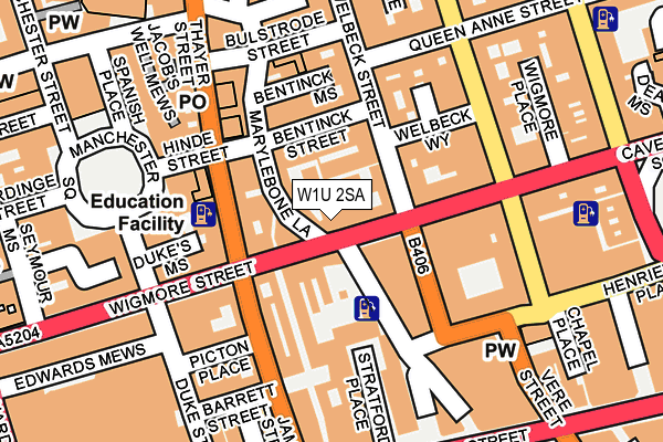 W1U 2SA map - OS OpenMap – Local (Ordnance Survey)