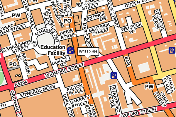 W1U 2SH map - OS OpenMap – Local (Ordnance Survey)