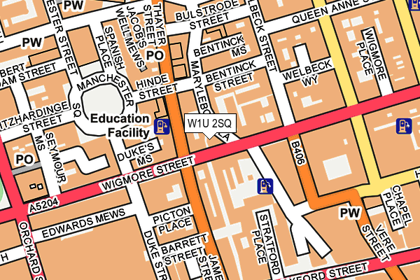 W1U 2SQ map - OS OpenMap – Local (Ordnance Survey)